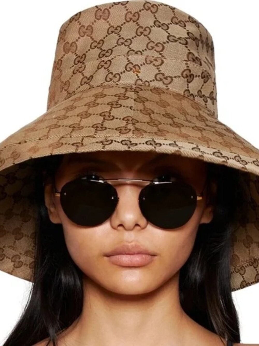 Guccis Women’s GG canvas wide brim hat